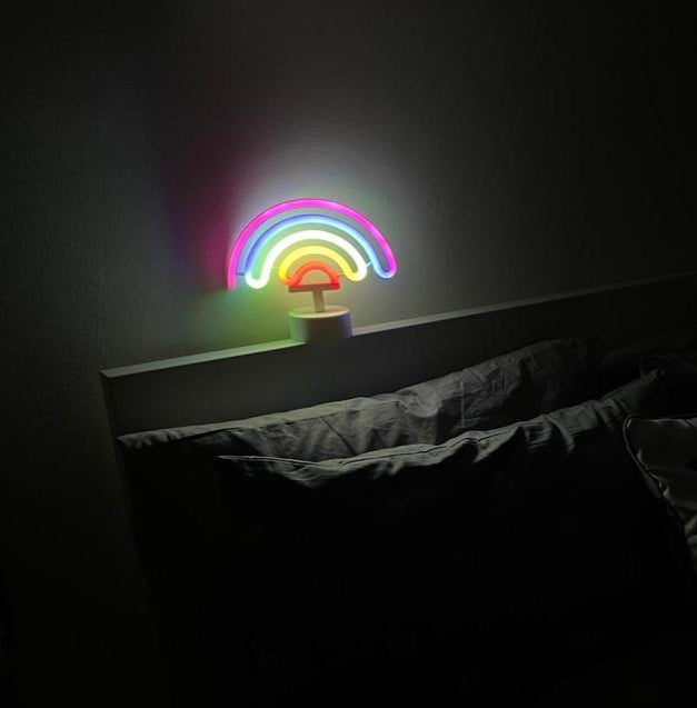 Cool LED Neon Sign Night Lamp Light for Home & Room Decor - Happy Rainbow