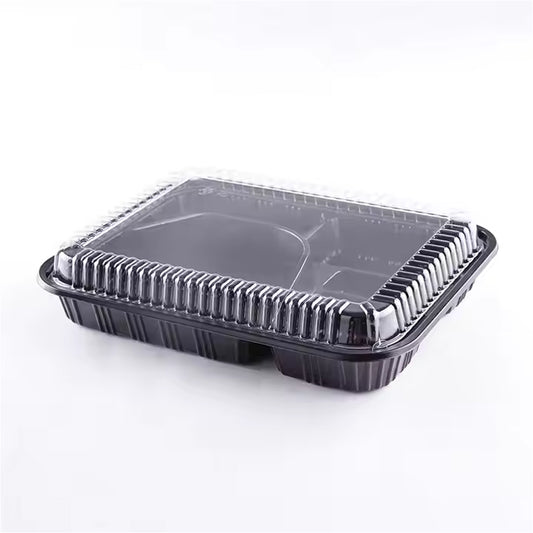 5-Compartment Disposable Plastic Food Container Box - 26 x 20 x 6 cm