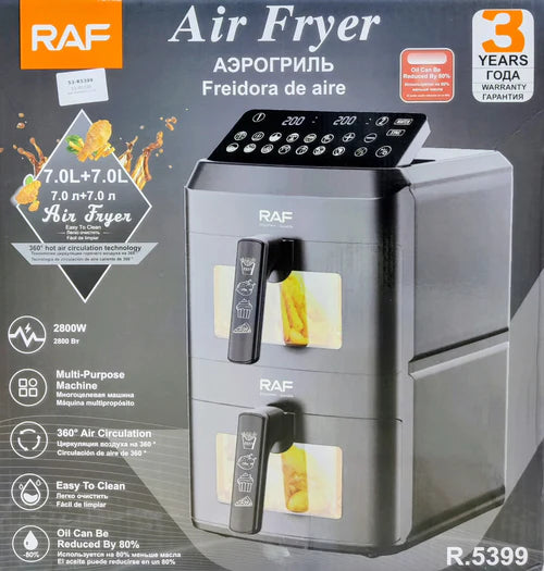 RAF Dual Basket Air Fryer 7L+7L 2800W with LED Display R5399
