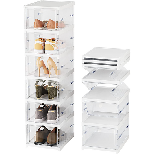 6 Layers Telescopic Foldable Shoe Storage Organizer Box Containers with Lids for Sneaker Display