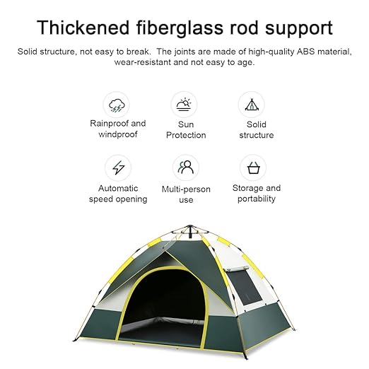 Instant Pop-Up Outdoor Camping Tent with Sunshade for 4 Persons - 210 x 210 x 140 cm - Blue