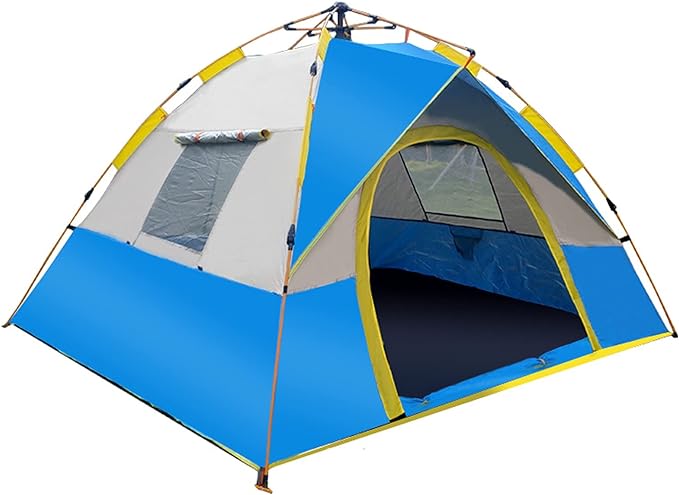 Instant Pop-Up Outdoor Camping Tent with Sunshade for 4 Persons - 210 x 210 x 140 cm - Blue