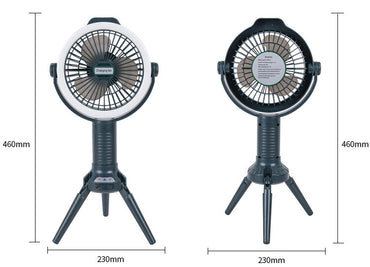 3-in-1 Portable & Foldable Tripod Fan with LED Light & USB Charging, Speed Control & Hanging Hook