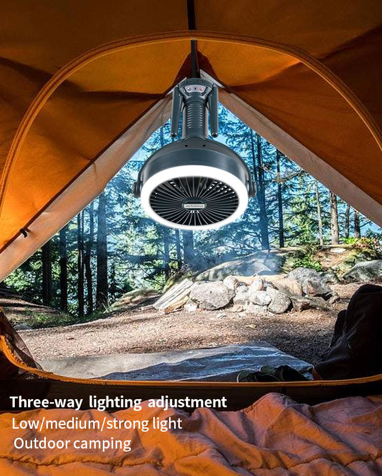 مروحة ثلاثية القوائم محمولة وقابلة للطي 3 في 1 مع إضاءة LED وشحن USB