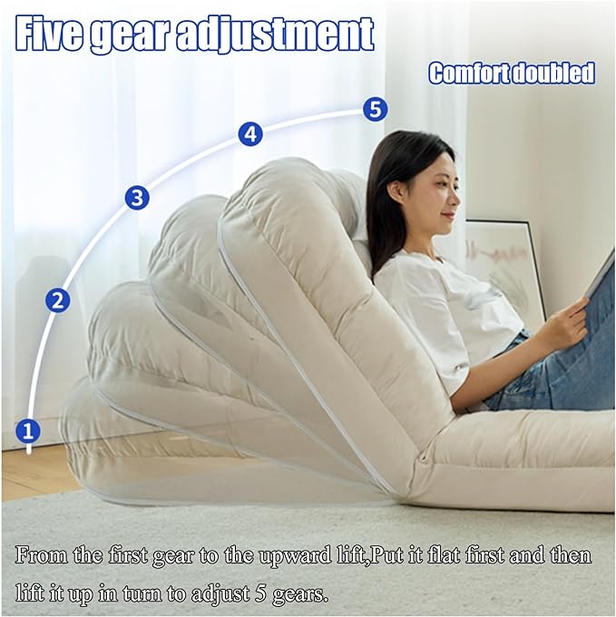 Adjustable Cozy Reclining Foldable Backrest Floor Chair cum Bed - 85 x 135 cm