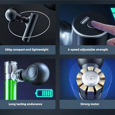 Portable Mini Rechargeable 3 Speed Fascial Massage Gun for Muscle Relaxation & Fun