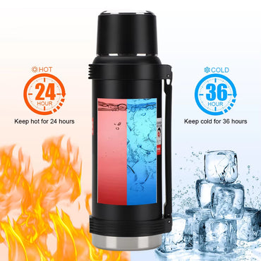 Stainless Steel Vacuum Insulated Travel Pot with Pressing Lid for Hot & Cold Drinks - 2 Litres