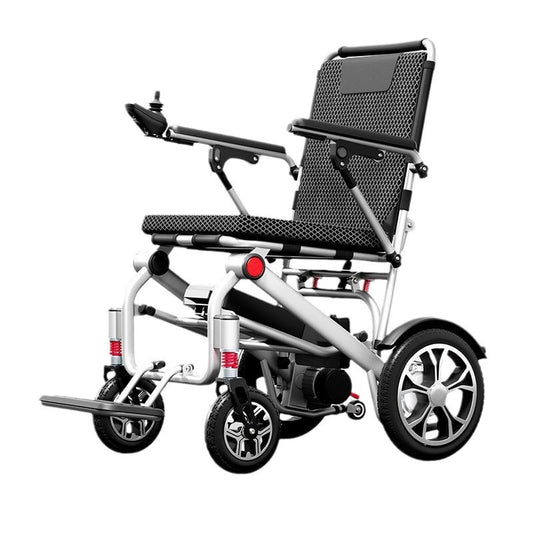 17.5kg Lightweight Folding Electric Wheelchair with Dual Motor, Compact - 130kg Load Capacity