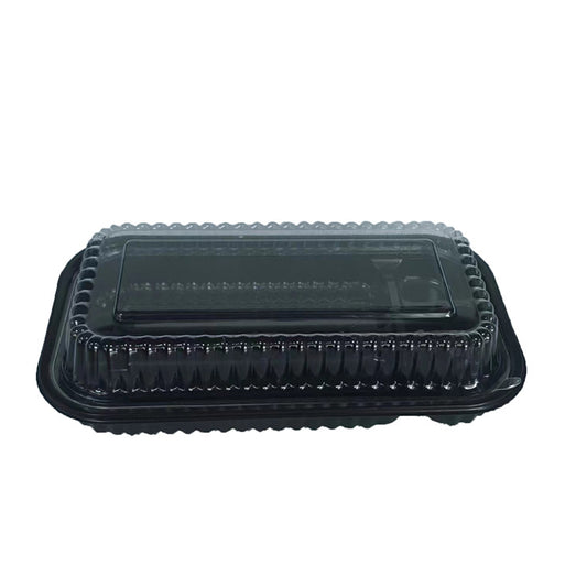 4-Compartment Plastic Disposable Food Container with Lid - 23 x 13 x 5.5 cm