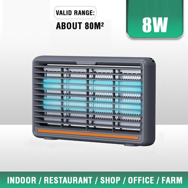 مصباح كهربائي لقتل الحشرات وطارد الذباب مع أنبوب مزدوج للأشعة فوق البنفسجية من النوع A، وسلسلة للتعليق واستهلاك منخفض للطاقة - 8 واط/10 واط/12 واط