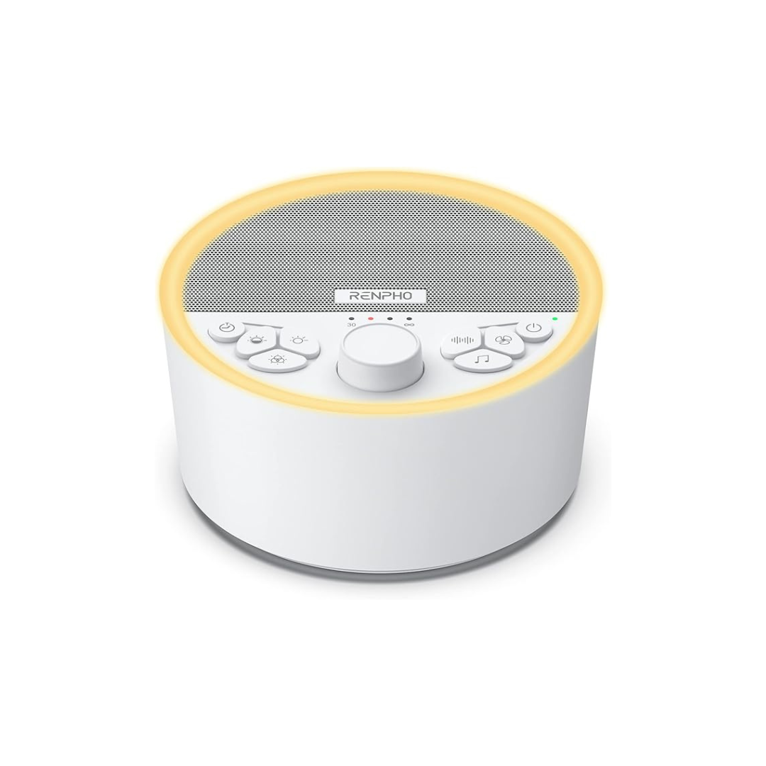 RENPHO Sleep Sound Machine Rechargeable, White Noise Machine with Night Light