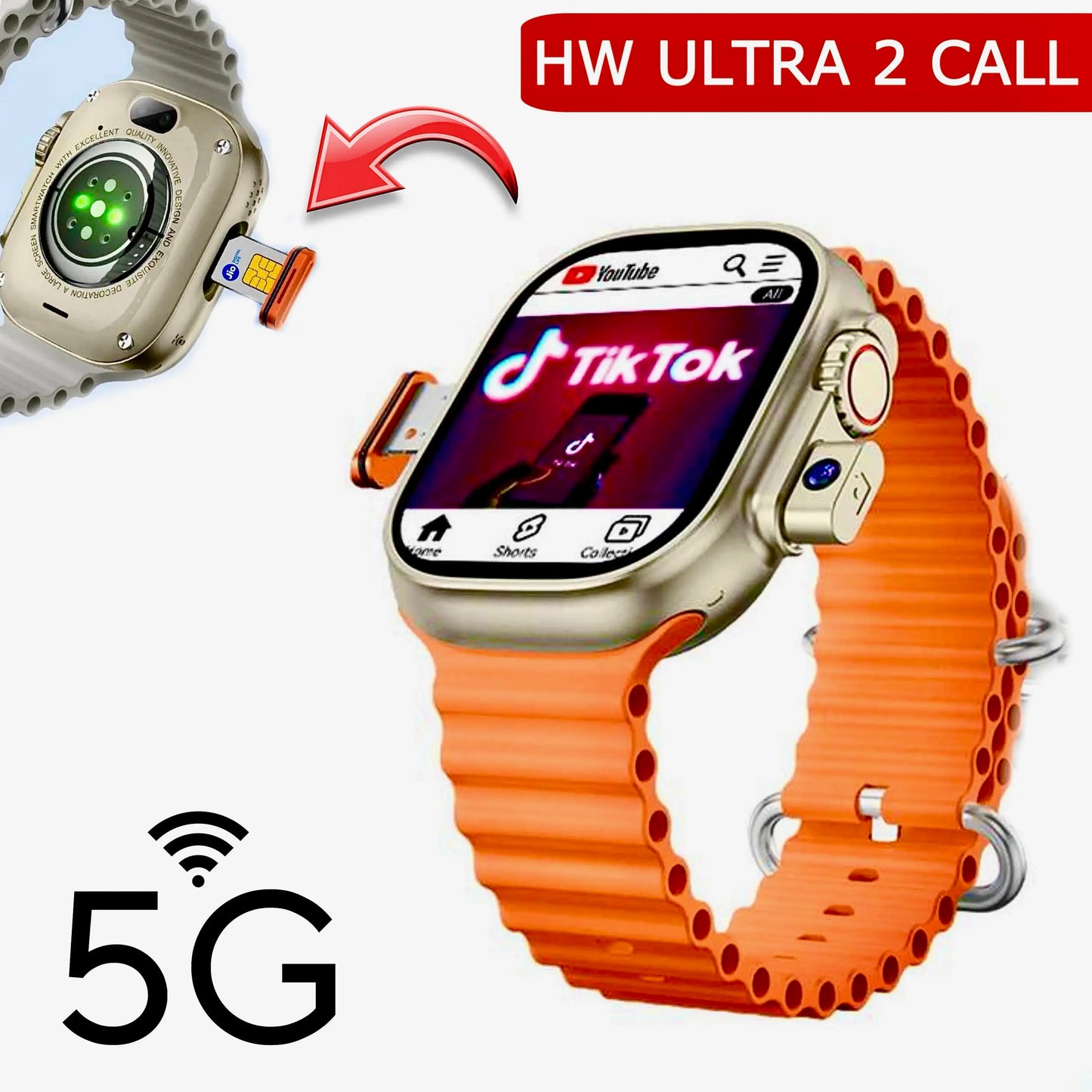 Howear HW Ultra 2 5G Android Smartwatch with Dual Cameras, Video Calling, 4GB RAM, 64GB Storage, GPS & Advanced Health Monitoring