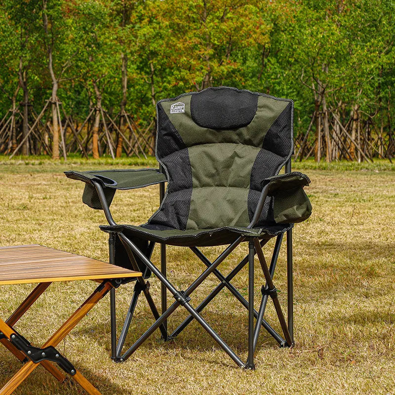 Heavy Duty Foldable Camping Chair for Outdoors with Side Pocket, Cup Holder, 175kg Load Capacity