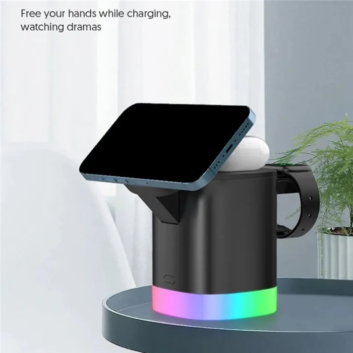 T15 3 in 1 Magnetic Magsafe Wireless Charger Folding Charging Stand For iPhone / Apple Watch/ AirPods