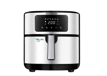 مقلاة هوائية 6 في 1 من بلاك آند ديكر، سعة 5.7 لتر، تحكم رقمي باللمس، توزيع هواء سريع، سلة سعة 5.7 لتر، درجة حرارة قابلة للتعديل من 80 إلى 200 درجة مئوية، إيقاف تشغيل تلقائي، مقبض بارد الملمس