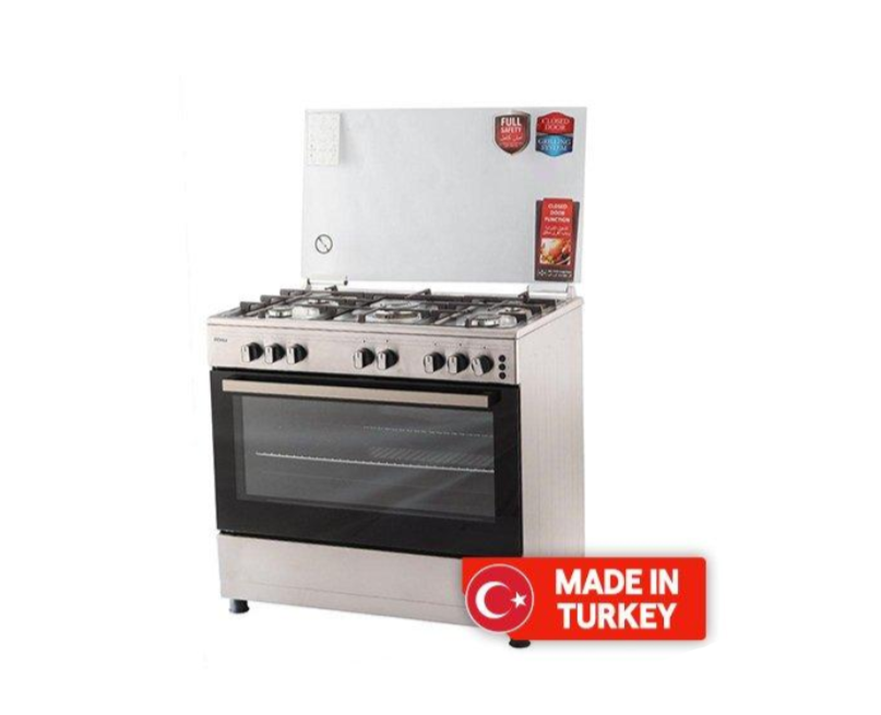 Wansa 5 Burners Free Standing Gas Cooker, 90x60cm - Stainless Steel