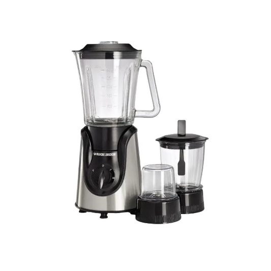 خلاط زجاجي مع مطحنة ومفرمة وقطاعة من بي+دي سعة 1.5 لتر وقوة 600 واط