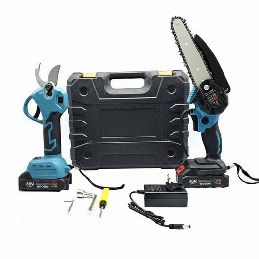 2-in-1 Cordless Pruning Scissors & Mini Handheld Chainsaw Kit