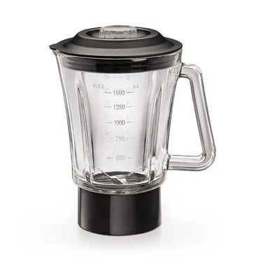 خلاط زجاجي مع مطحنة ومفرمة وقطاعة من بي+دي سعة 1.5 لتر وقوة 600 واط