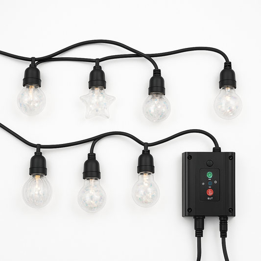 Decorative Solar LED String Lights with Multiple Bulb Designs for Indoor & Outdoor Use - 5 Meters - 10 Bulbs - Waterproof