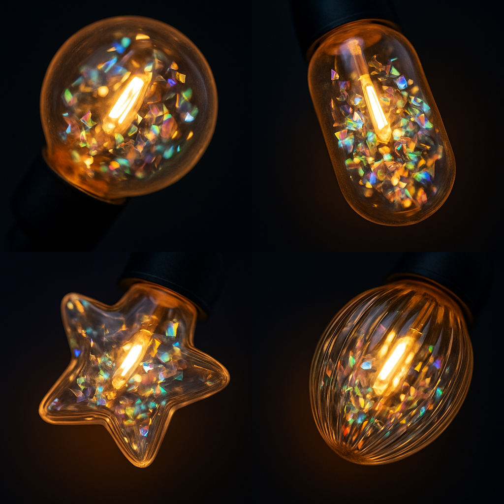 Decorative Solar LED String Lights with Multiple Bulb Designs for Indoor & Outdoor Use - 5 Meters - 10 Bulbs - Waterproof