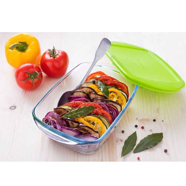 PYREX RECTANGULAR AN DISH WITH LID 1.1 L 23X15X6 CM