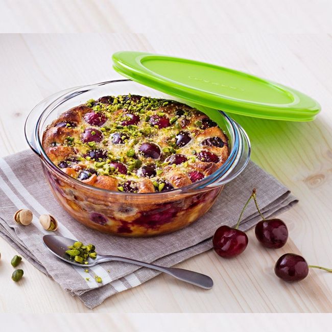 PYREX ROUND DISH WITH LID 2.3 L 26X23X8 CM