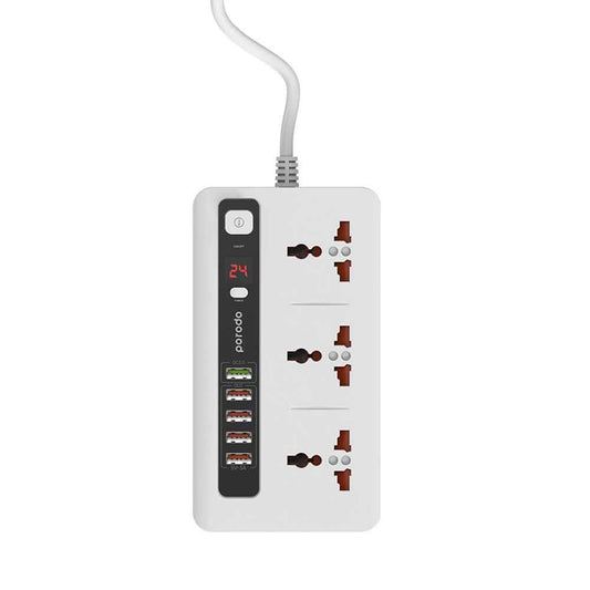 Smart Power Socket Extension Strip with 5 USB Fast Charging Ports and 3 Universal Power Sockets - 2mtr Length