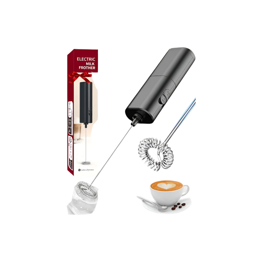 Electric Milk Frother Handheld, Coffee Frother Battery Operated Foam Maker Frother for Coffee, Frappe, Latte, Matcha, Protein Powder-Black