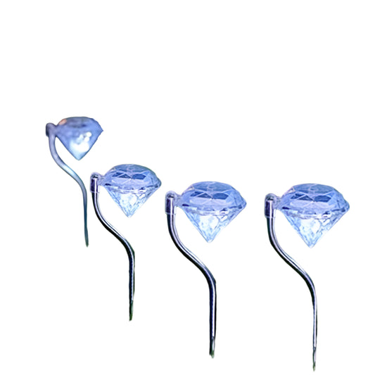 Pack of 4 LED Color Changing Solar Power Diamond Shaped Garden light