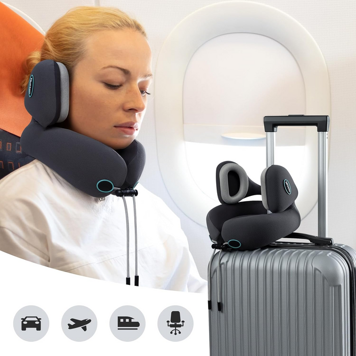 Memory Foam Travel Pillow with Noise Cancellation