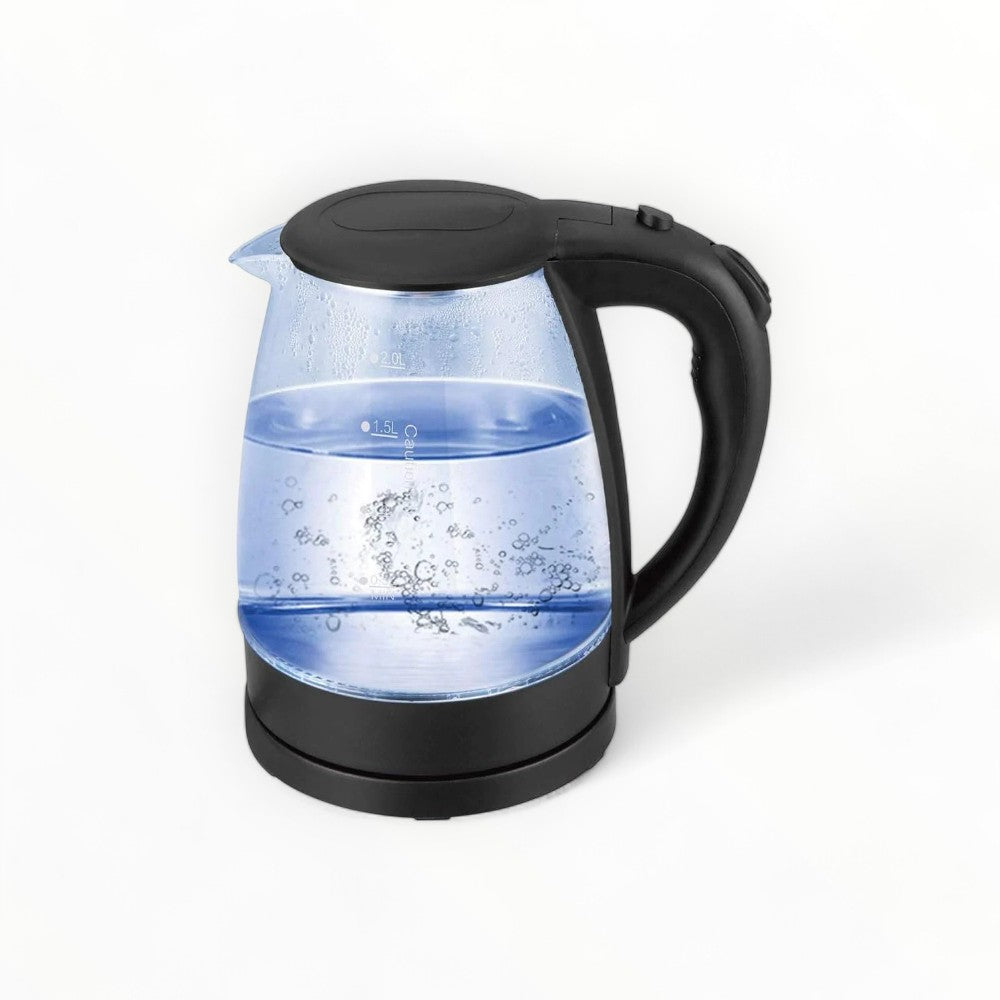 Electric Glass Kettle - 2 Liter Portable Office Use Pure Glass Cordless Auto Power Off Quick Boil Tea Kettle