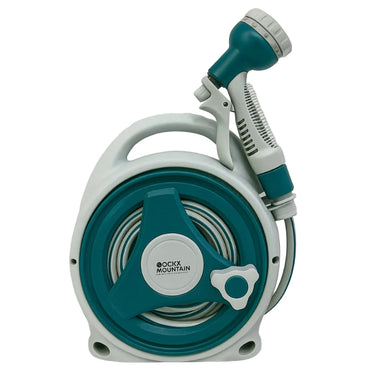 50ft/15M Rocky Mountain Portable Hose Reel with 8-Pattern Spray Gun & Easy Retract Latch System for Garden Watering & Outdoor Cleaning