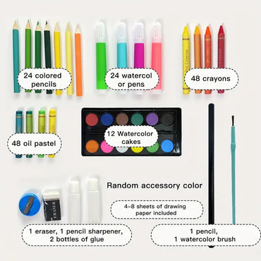 168-Piece Kids Art Set for Drawing, Painting, and Crafting