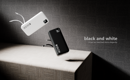 السعة 20000 مللي أمبير/ساعة/3.7 فولت، اللون: أسود/أبيض