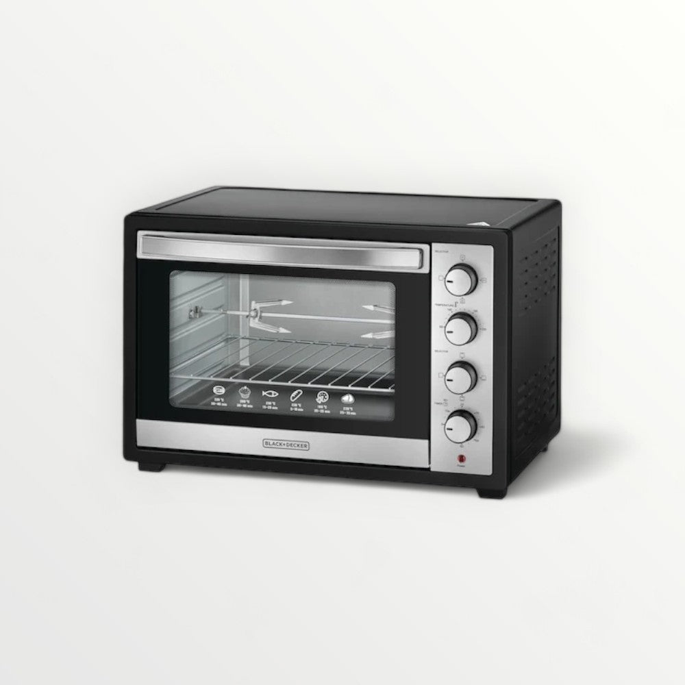 Black and Decker Electric Oven With Rotisserie & Double Glass Door, 50 L Capacity, 2000 W, Black/Silver, TRO50RDG-B5