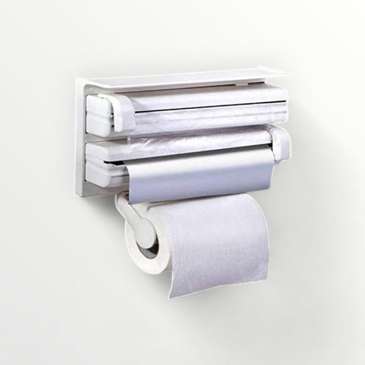 Wall Mounted Triple Paper Dispenser for Foil, Cling Wrap & Paper Roll for Kitchen