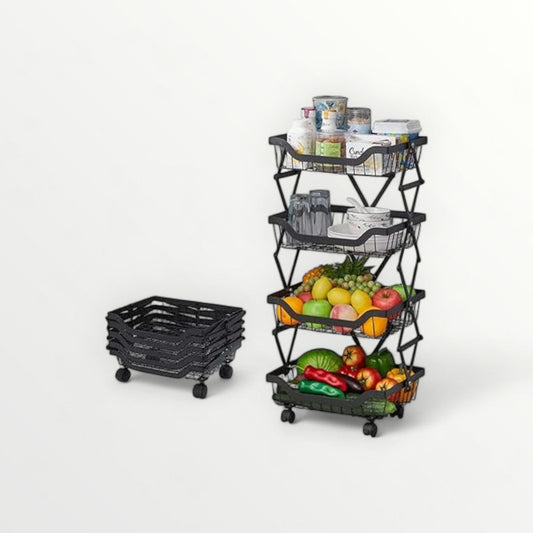 Adjustable Foldable Movable Storage Rack for Kitchen Use 5 Layer