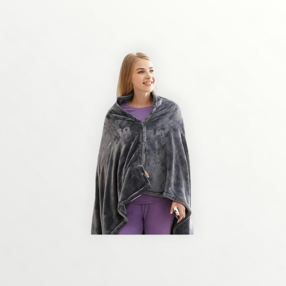 Comfy Cosy Heating Wearable Flannel Blanket Shawl - Rechargeable