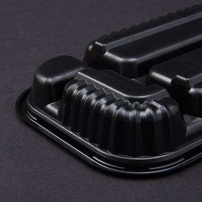 4-Compartment Plastic Disposable Food Container with Lid - 23 x 13 x 5.5 cm
