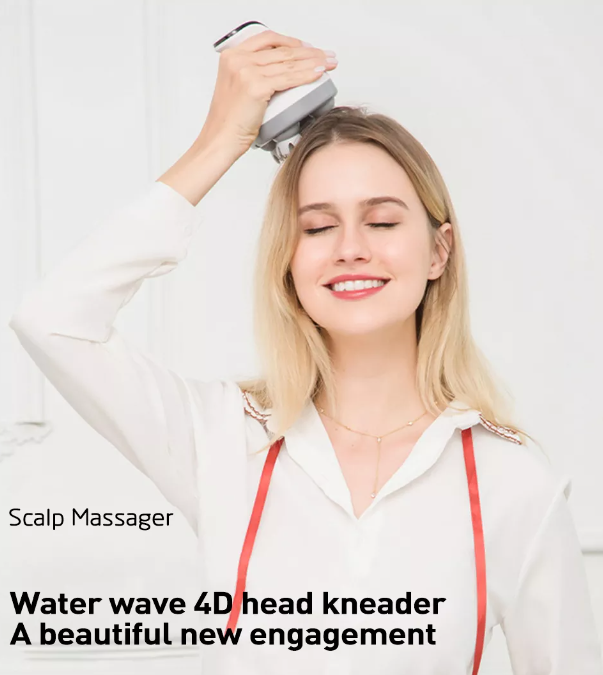 Portable Electric 4D Rechargeable Head & Body Massager with Magnetic Charging and Soft Silicone Kneading Heads