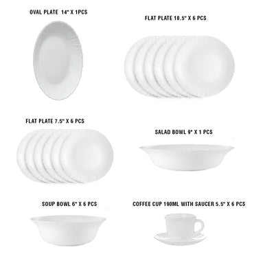 Opal 32-Pieces Modern Rounded Glassware Dinner Dish Set