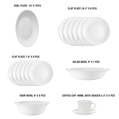 Opal 32-Pieces Modern Rounded Glassware Dinner Dish Set