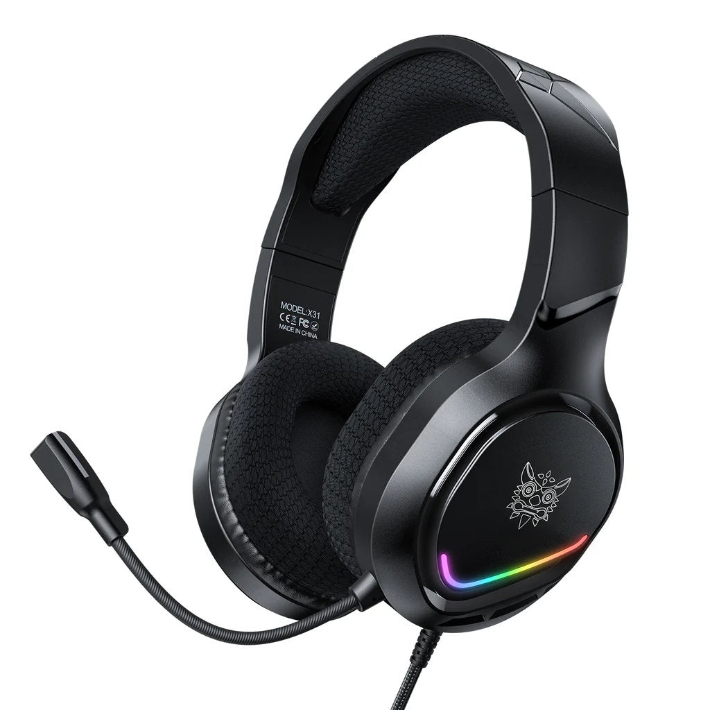 ONIKUMA X31 RGB Wired Gaming Headset with Noise-Cancelling Mic and 50mm Drivers for PC, Console & Mobile