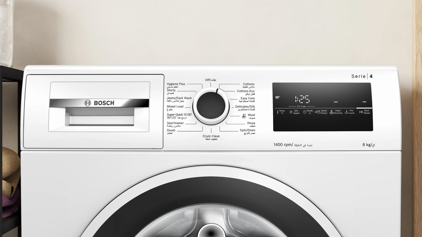 Bosch Series 4 Washing Machine, front loader 8 kg 1400 rpm