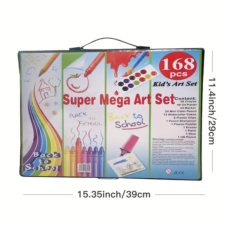 168-Piece Kids Art Set for Drawing, Painting, and Crafting