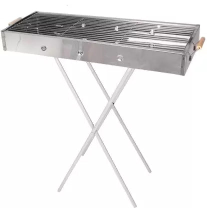Foldable Portable Barbeque Grill Chrome Plated Stand with for Outings, Camping, Picnics and Vacations