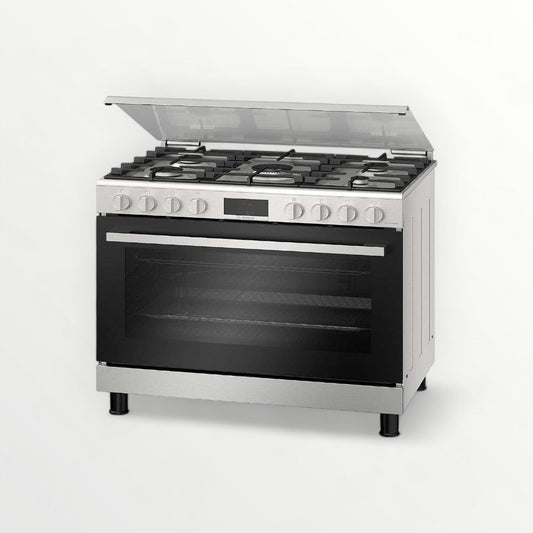 Bosch 5 Burners Floor Standing Gas Cooker, 90x60cm, HGW3ASQ50M - Stainless Steel