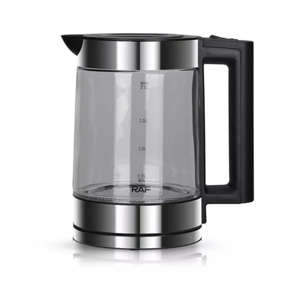 RAF 0.8L + 2L 2-in-1 Double Glass Samovar Electric Kettle with 360° Rotating Power Base for Instant Heating