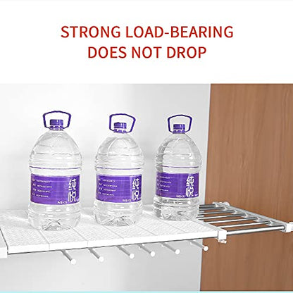 Adjustable Telescopic Shelf Rack with Stainless Steel Reinforced Pipes, Anti-Slip Grip & Expandable Design for Bathroom, Kitchen & Closet Storage Organization